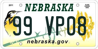 NE license plate 99VP08