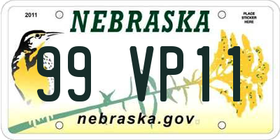 NE license plate 99VP11