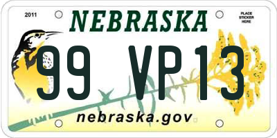 NE license plate 99VP13