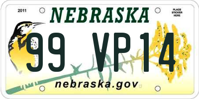 NE license plate 99VP14