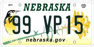 NE license plate 99VP15