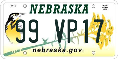 NE license plate 99VP17