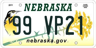 NE license plate 99VP21