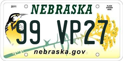 NE license plate 99VP27