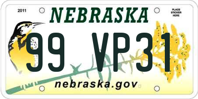 NE license plate 99VP31