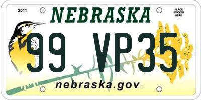 NE license plate 99VP35