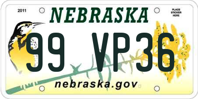 NE license plate 99VP36