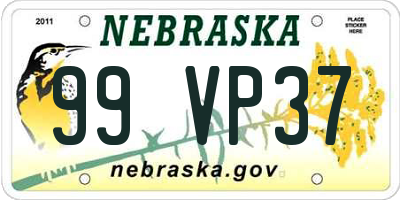 NE license plate 99VP37