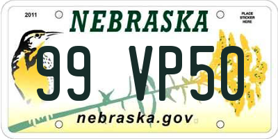 NE license plate 99VP50