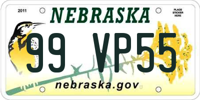 NE license plate 99VP55