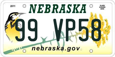 NE license plate 99VP58