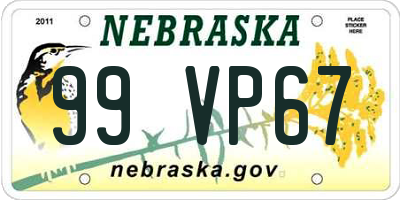 NE license plate 99VP67