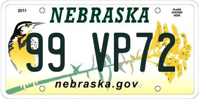 NE license plate 99VP72