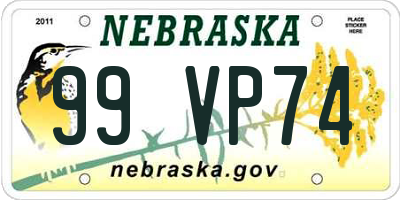 NE license plate 99VP74