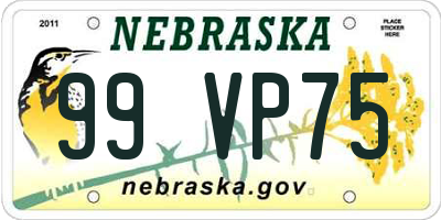 NE license plate 99VP75