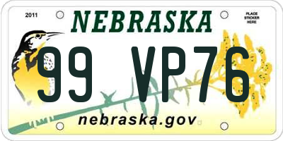 NE license plate 99VP76