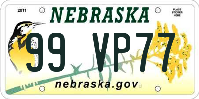 NE license plate 99VP77