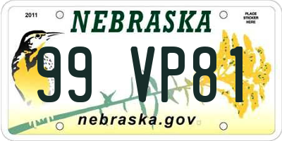 NE license plate 99VP81