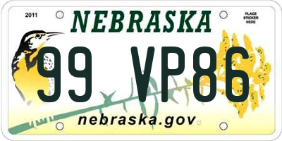 NE license plate 99VP86