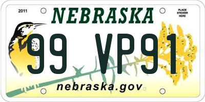 NE license plate 99VP91