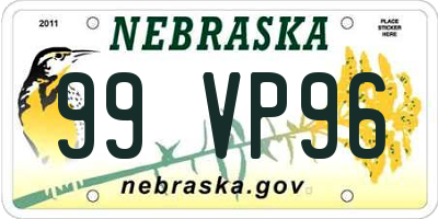 NE license plate 99VP96