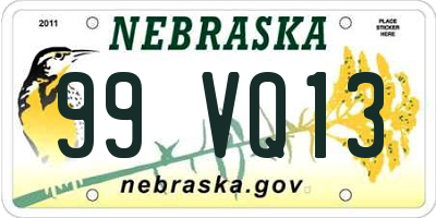 NE license plate 99VQ13