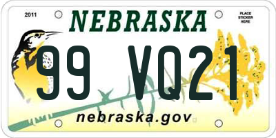 NE license plate 99VQ21