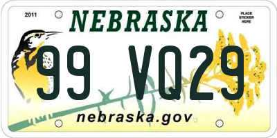 NE license plate 99VQ29