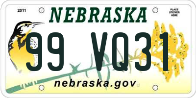 NE license plate 99VQ31