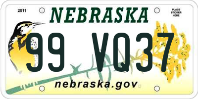 NE license plate 99VQ37