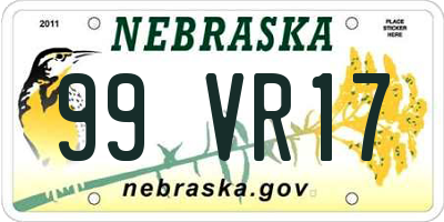 NE license plate 99VR17