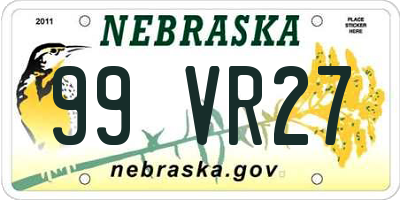 NE license plate 99VR27