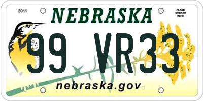 NE license plate 99VR33