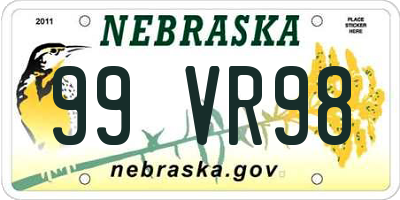 NE license plate 99VR98