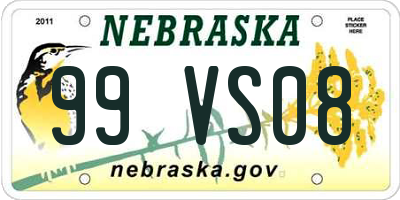 NE license plate 99VS08