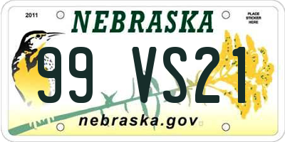 NE license plate 99VS21