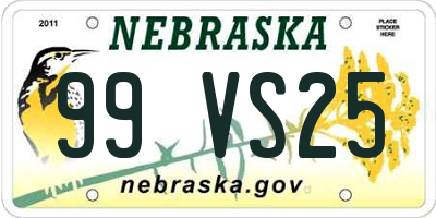 NE license plate 99VS25