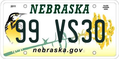 NE license plate 99VS30