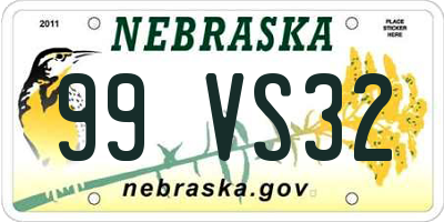 NE license plate 99VS32