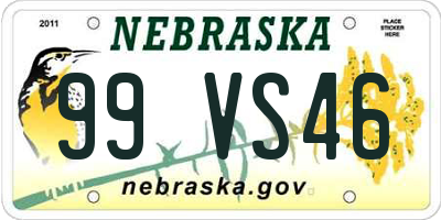 NE license plate 99VS46