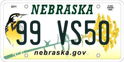 NE license plate 99VS50