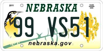 NE license plate 99VS51