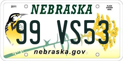 NE license plate 99VS53