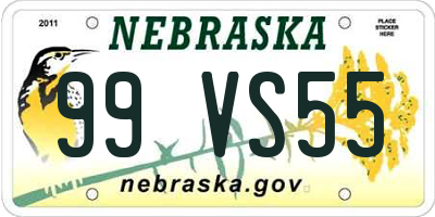 NE license plate 99VS55