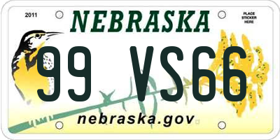 NE license plate 99VS66