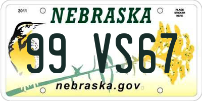 NE license plate 99VS67