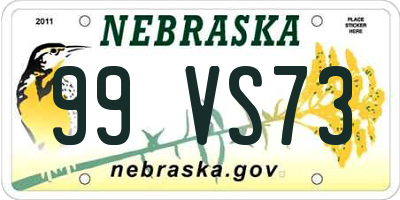 NE license plate 99VS73