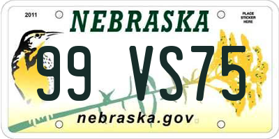 NE license plate 99VS75