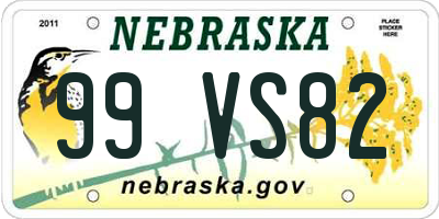 NE license plate 99VS82