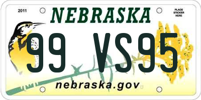 NE license plate 99VS95